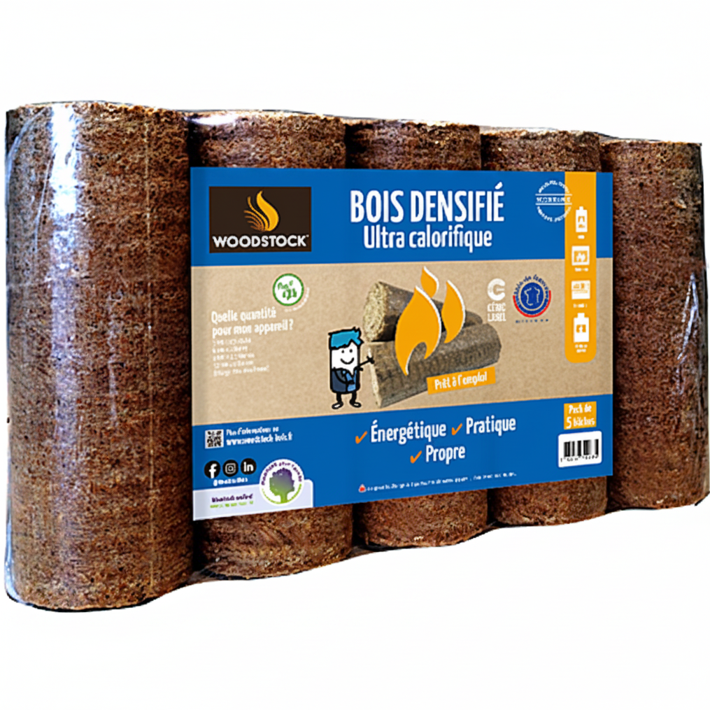 WOODSTOCK-Palette von 104 Packungen mit Verdichtetem Holz 5 Stämme (1004 kg) Hohe Leistung