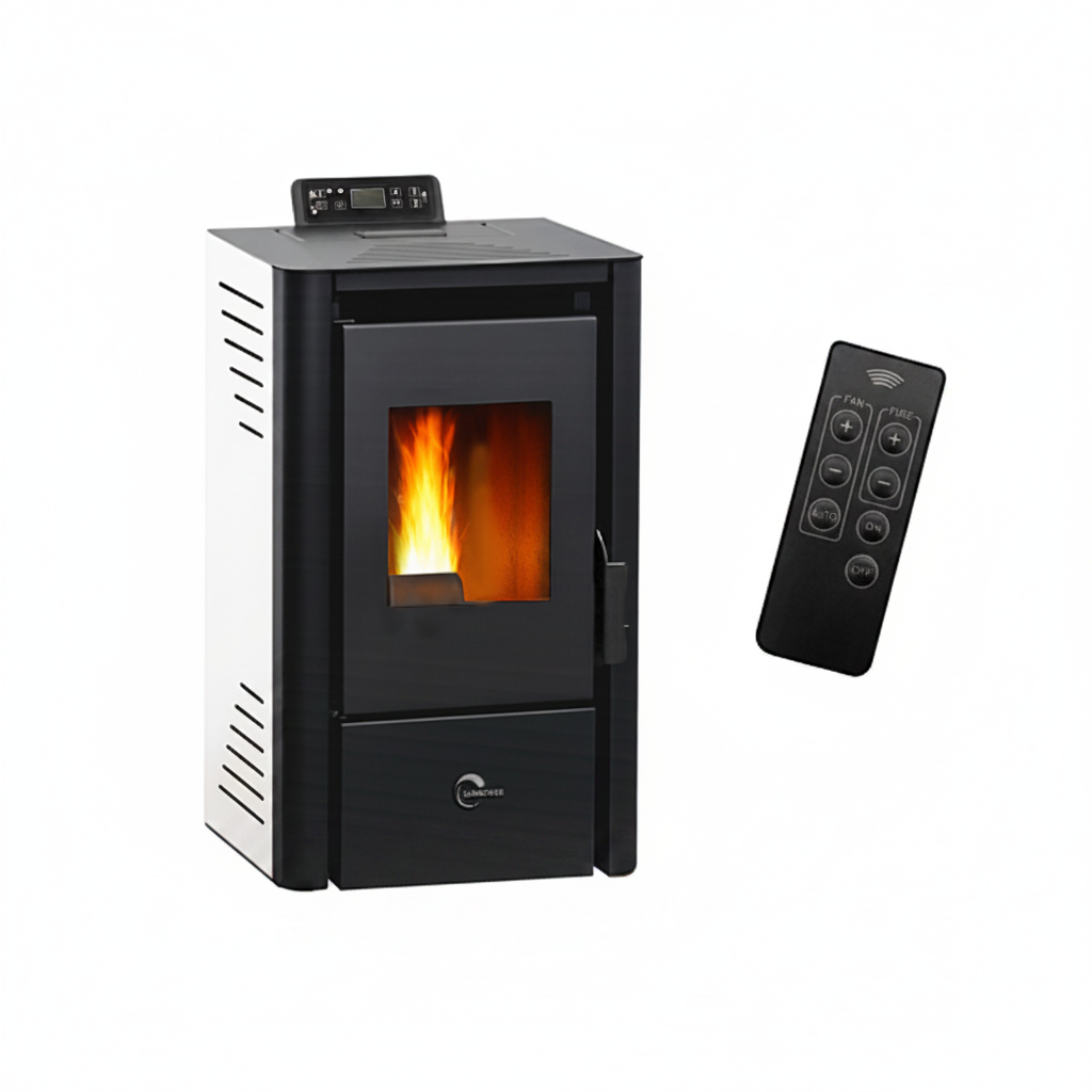 Anita SANNOVER raumluftunabhängiger Pelletofen 9,4 kW, Weiß, mit Installationsset Ø 80/125 mm