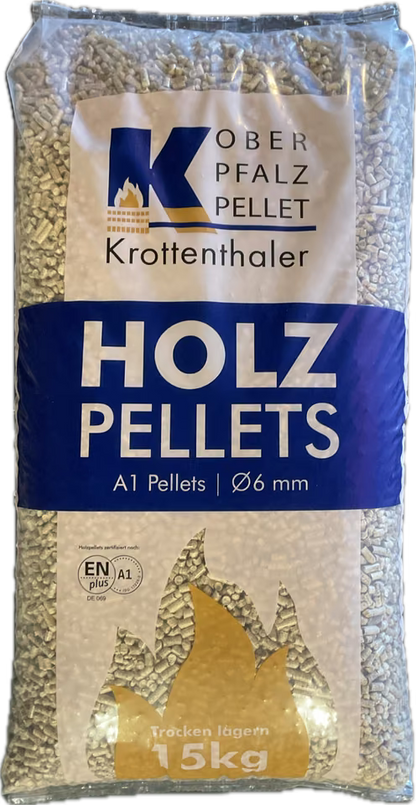 Pellets Oberpfalz Pellet ENplus A1 (15-kg-Säcke – Ø 6 mm)