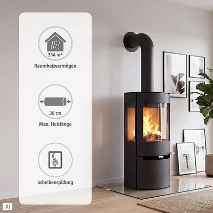 Aduro 9 Kaminofen – 8 kW, Heizvolumen 334 m³, Stahl, Schwarz