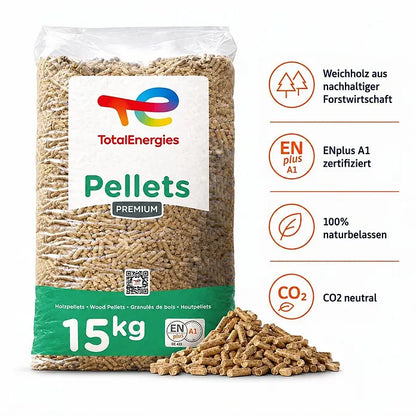 ENplus A1 Holzpellets Weichholz 15kg x 65 Sack 975kg Palette
