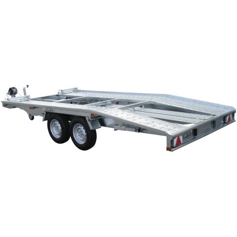 Lider 39790 Autotransporter 450 × 203 cm mit großen Rampen, Seilwinde, Heckstützen und Unterlegkeilen – 2700 kg