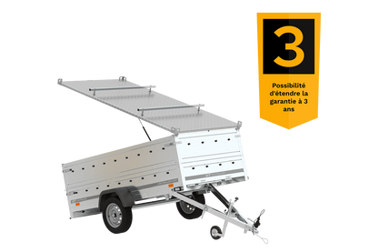 Garden Trailer 264 KIPP leichter Anhänger mit Aluminiumdeckel, BIS-Bordwandaufsätzen und Stützrad