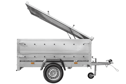 UNITRAILER GARDEN 201 KIPP leichter Anhänger 200 × 125 cm mit BIS-Bordwandaufsätzen und Aluminiumdeckel