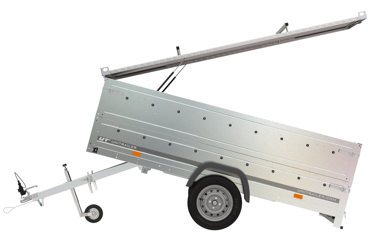 Garden Trailer 264 KIPP leichter Anhänger mit Aluminiumdeckel, BIS-Bordwandaufsätzen und Stützrad