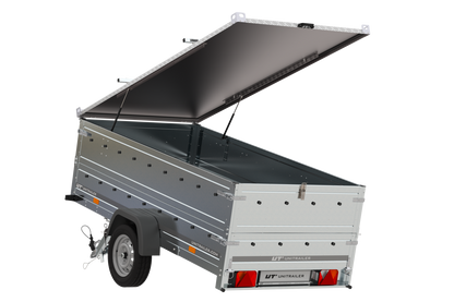 Garden Trailer 264 KIPP leichter Anhänger mit Aluminiumdeckel, BIS-Bordwandaufsätzen und Stützrad