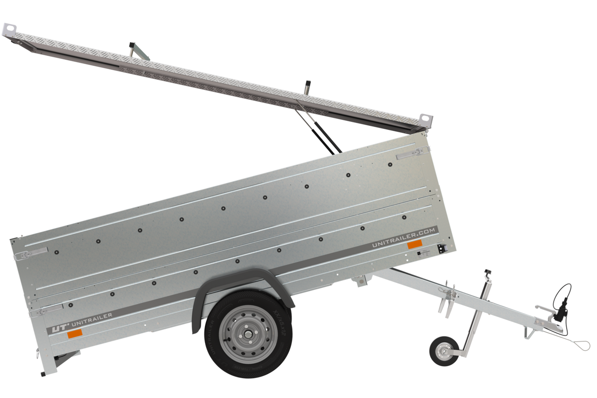 Garden Trailer 264 KIPP leichter Anhänger mit Aluminiumdeckel, BIS-Bordwandaufsätzen und Stützrad