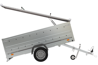 Garden Trailer 264 KIPP leichter Anhänger mit Aluminiumdeckel, BIS-Bordwandaufsätzen und Stützrad