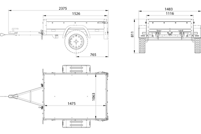 UNITRAILER GARDEN 150 KIPP Einachsanhänger 150 × 106 cm mit BIS-Bordwandaufsätzen und Aluminiumdeckel
