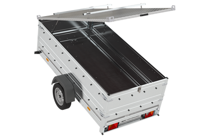 Garden Trailer 264 KIPP leichter Anhänger mit Aluminiumdeckel, BIS-Bordwandaufsätzen und Stützrad