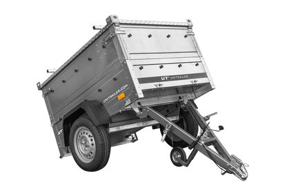 UNITRAILER GARDEN 150 KIPP Einachsanhänger 150 × 106 cm mit BIS-Bordwandaufsätzen und Aluminiumdeckel