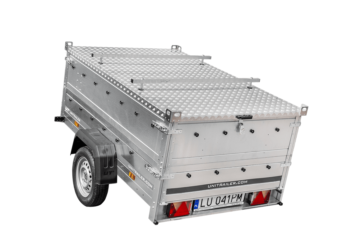 UNITRAILER GARDEN 201 KIPP leichter Anhänger 200 × 125 cm mit BIS-Bordwandaufsätzen und Aluminiumdeckel