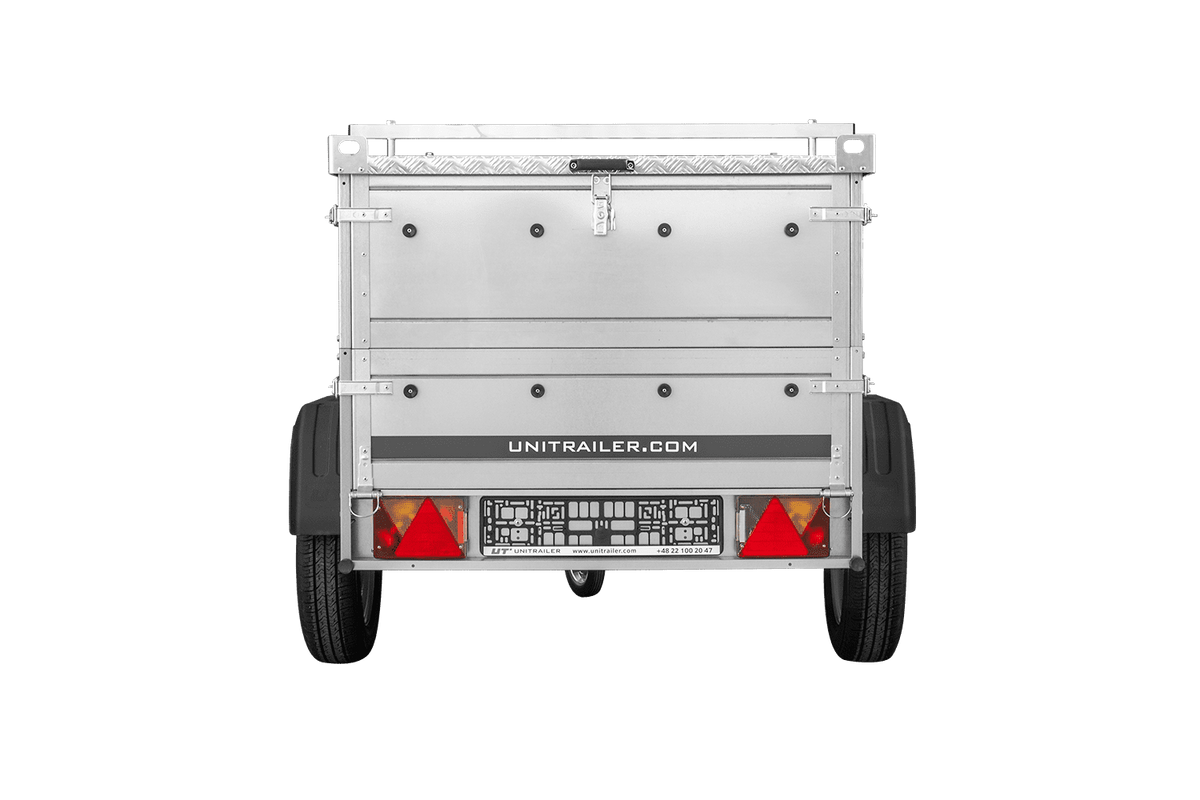 UNITRAILER GARDEN 150 KIPP Einachsanhänger 150 × 106 cm mit BIS-Bordwandaufsätzen und Aluminiumdeckel