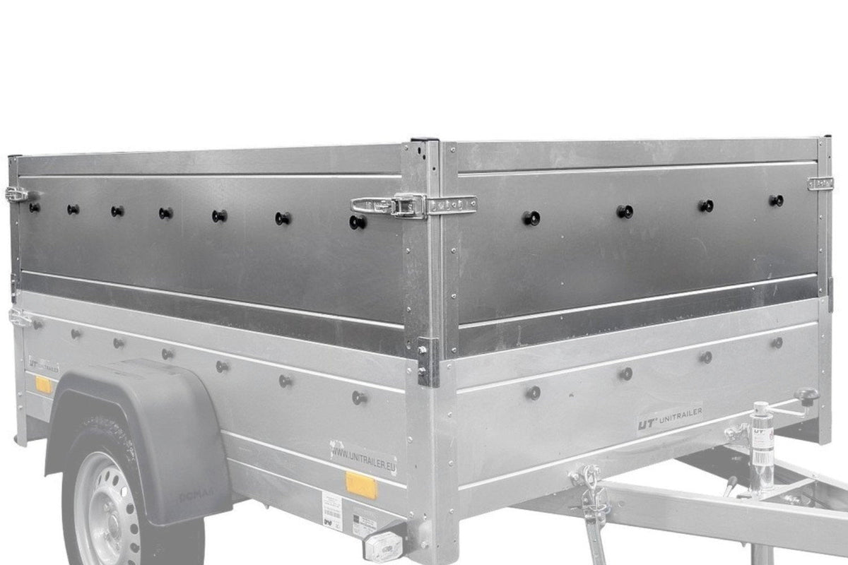 UNITRAILER GARDEN 150 KIPP Einachsanhänger 150 × 106 cm mit BIS-Bordwandaufsätzen und Aluminiumdeckel