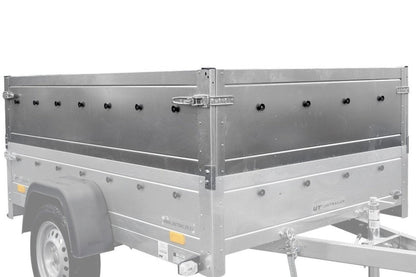 UNITRAILER GARDEN 150 KIPP Einachsanhänger 150 × 106 cm mit BIS-Bordwandaufsätzen und Aluminiumdeckel