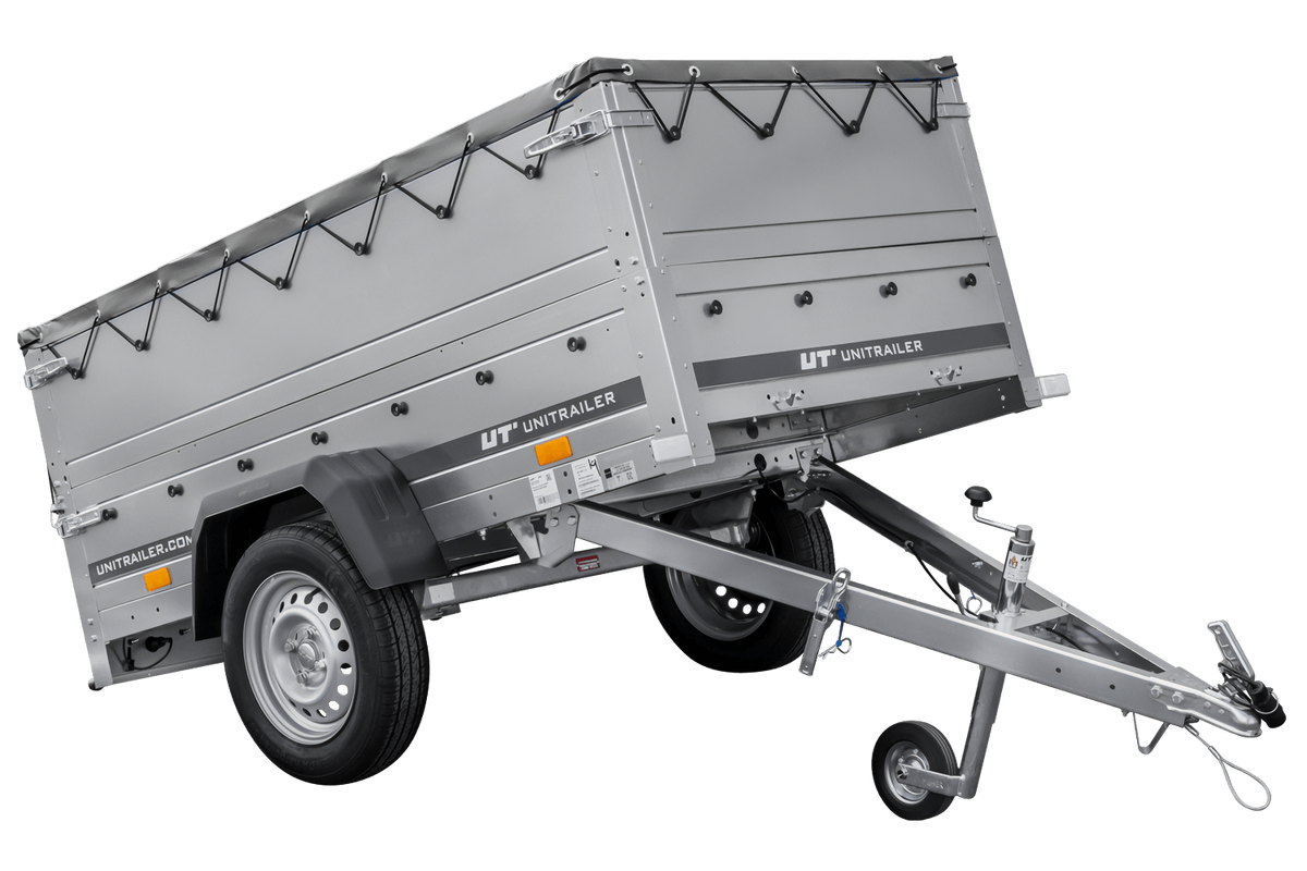 Neuer Garden Trailer 200 KIPP Anhänger 200 × 106 cm mit Flachplane, Bordwandaufsätzen und Stützrad