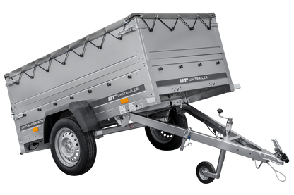 Neuer Garden Trailer 200 KIPP Anhänger 200 × 106 cm mit Flachplane, Bordwandaufsätzen und Stützrad