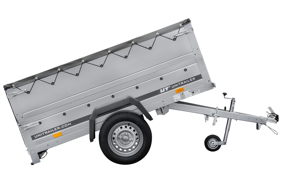 Neuer Garden Trailer 200 KIPP Anhänger 200 × 106 cm mit Flachplane, Bordwandaufsätzen und Stützrad