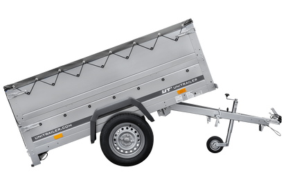 Neuer Garden Trailer 200 KIPP Anhänger 200 × 106 cm mit Flachplane, Bordwandaufsätzen und Stützrad