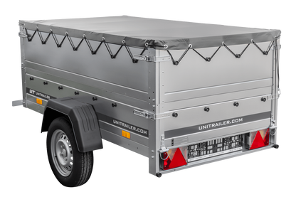 Neuer Garden Trailer 200 KIPP Anhänger 200 × 106 cm mit Flachplane, Bordwandaufsätzen und Stützrad