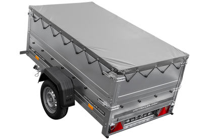 Neuer Garden Trailer 200 KIPP Anhänger 200 × 106 cm mit Flachplane, Bordwandaufsätzen und Stützrad