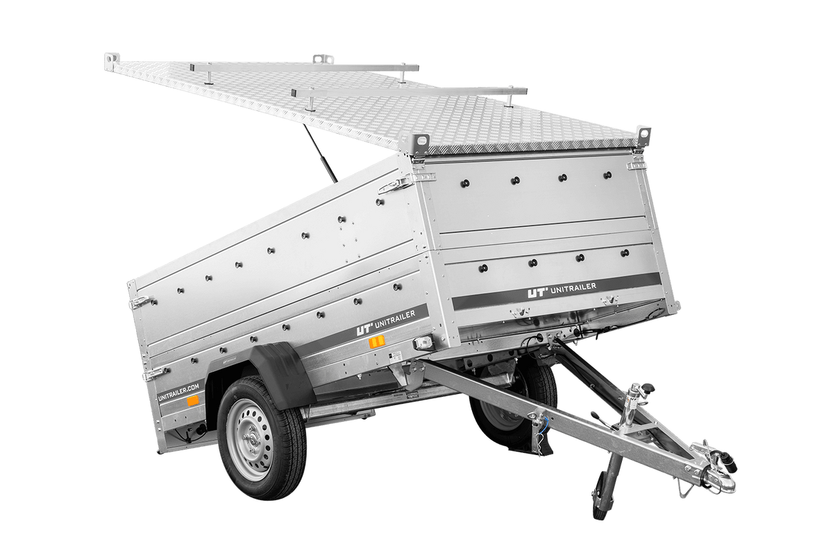 UNITRAILER GARDEN 230 KIPP Einachsanhänger 230 × 125 cm mit BIS-Bordwandaufsätzen und Aluminiumdeckel