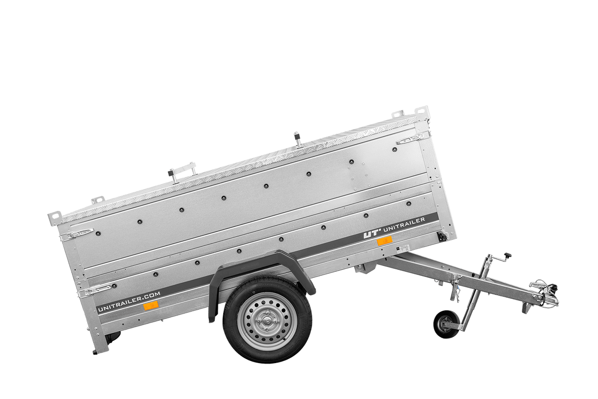 UNITRAILER GARDEN 230 KIPP Einachsanhänger 230 × 125 cm mit BIS-Bordwandaufsätzen und Aluminiumdeckel