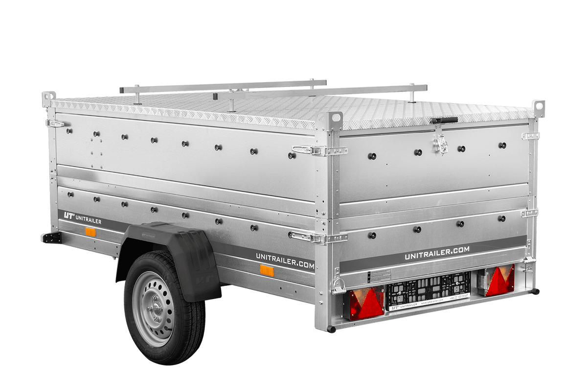UNITRAILER GARDEN 230 KIPP Einachsanhänger 230 × 125 cm mit BIS-Bordwandaufsätzen und Aluminiumdeckel