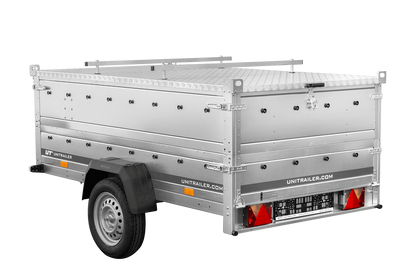 UNITRAILER GARDEN 230 KIPP Einachsanhänger 230 × 125 cm mit BIS-Bordwandaufsätzen und Aluminiumdeckel