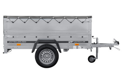 Neuer Garden Trailer 200 KIPP Anhänger 200 × 106 cm mit Flachplane, Bordwandaufsätzen und Stützrad