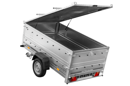 UNITRAILER GARDEN 230 KIPP Einachsanhänger 230 × 125 cm mit BIS-Bordwandaufsätzen und Aluminiumdeckel