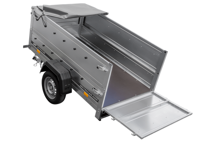 Neuer Garden Trailer 200 KIPP Anhänger 200 × 106 cm mit Flachplane, Bordwandaufsätzen und Stützrad