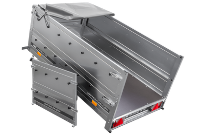 Neuer Garden Trailer 200 KIPP Anhänger 200 × 106 cm mit Flachplane, Bordwandaufsätzen und Stützrad