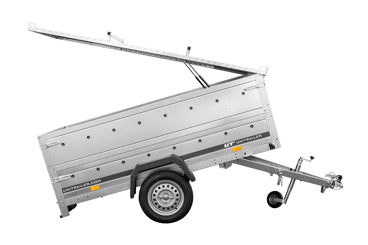 UNITRAILER GARDEN 230 KIPP Einachsanhänger 230 × 125 cm mit BIS-Bordwandaufsätzen und Aluminiumdeckel