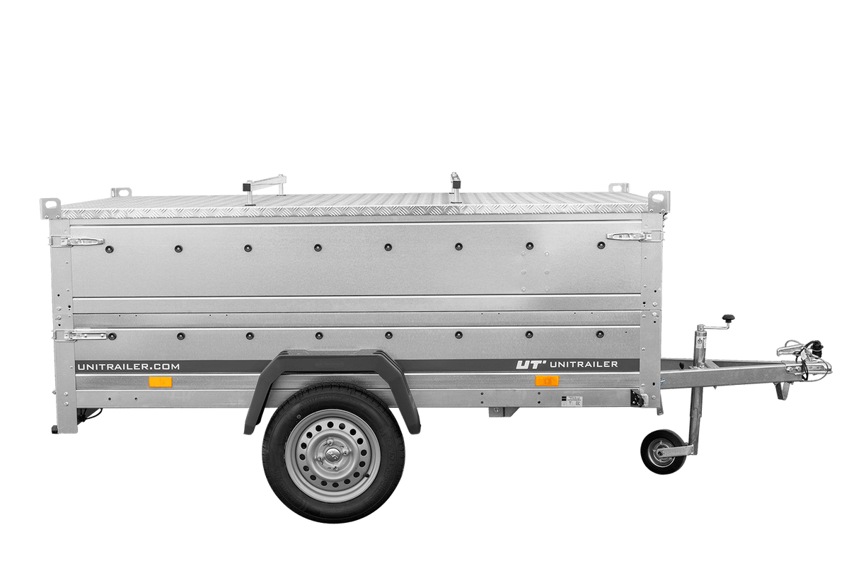 UNITRAILER GARDEN 230 KIPP Einachsanhänger 230 × 125 cm mit BIS-Bordwandaufsätzen und Aluminiumdeckel