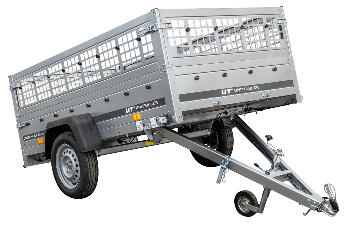 Neuer UNITRAILER GARDEN TRAILER 230 KIPP mit Stützrad und Gitterbordwandaufsätzen