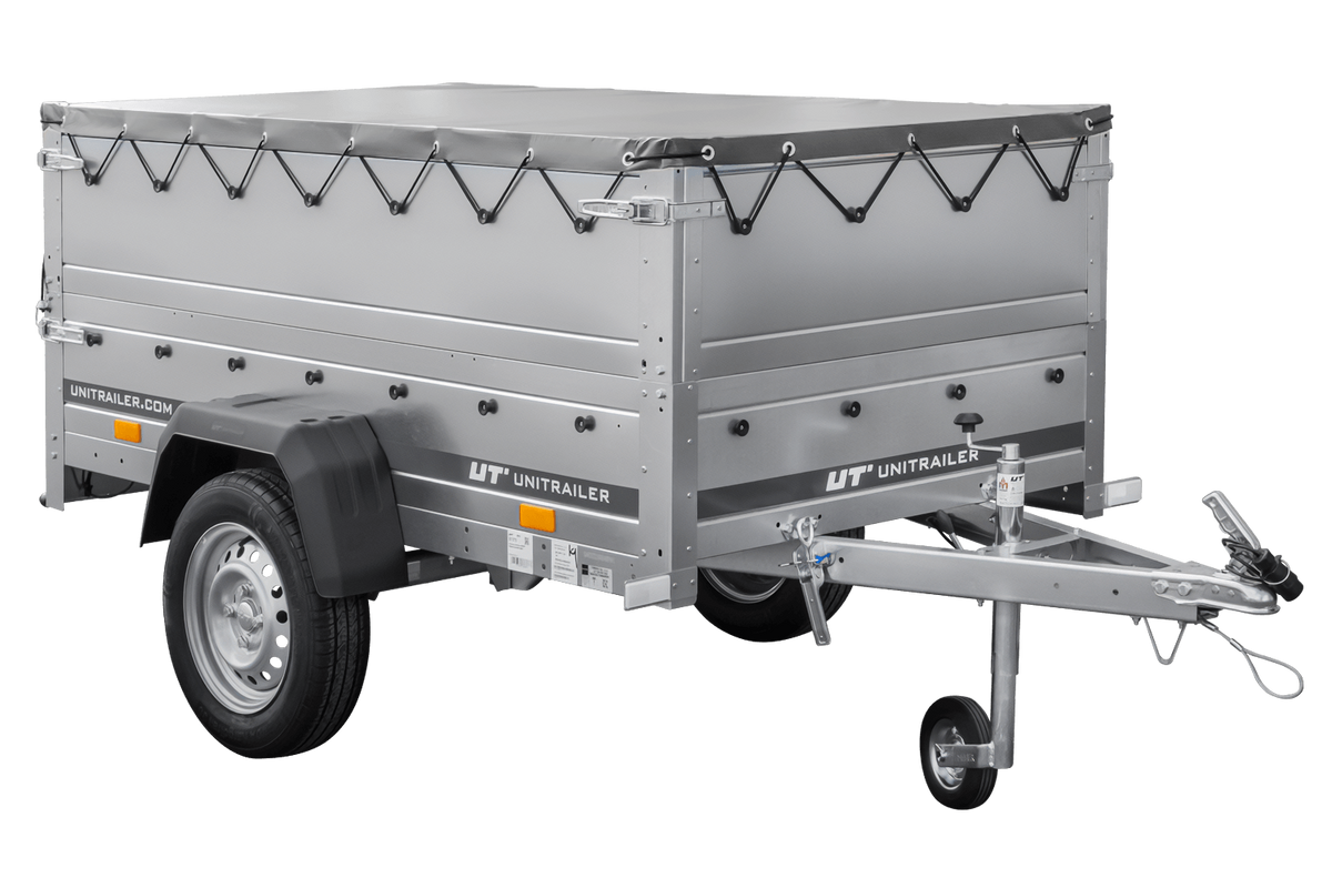 Neuer Garden Trailer 200 KIPP Anhänger 200 × 106 cm mit Flachplane, Bordwandaufsätzen und Stützrad
