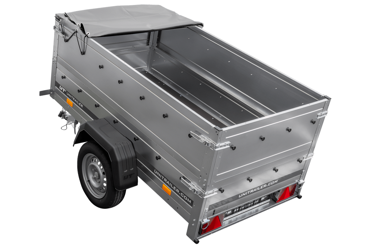 Neuer Garden Trailer 200 KIPP Anhänger 200 × 106 cm mit Flachplane, Bordwandaufsätzen und Stützrad