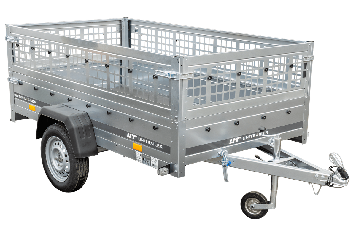 Neuer UNITRAILER GARDEN TRAILER 230 KIPP mit Stützrad und Gitterbordwandaufsätzen