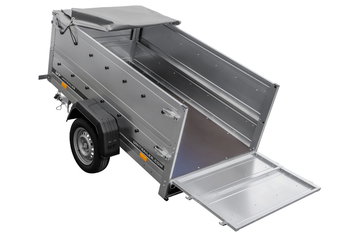 Neuer Garden Trailer 200 KIPP Anhänger 200 × 106 cm mit Flachplane, Bordwandaufsätzen und Stützrad