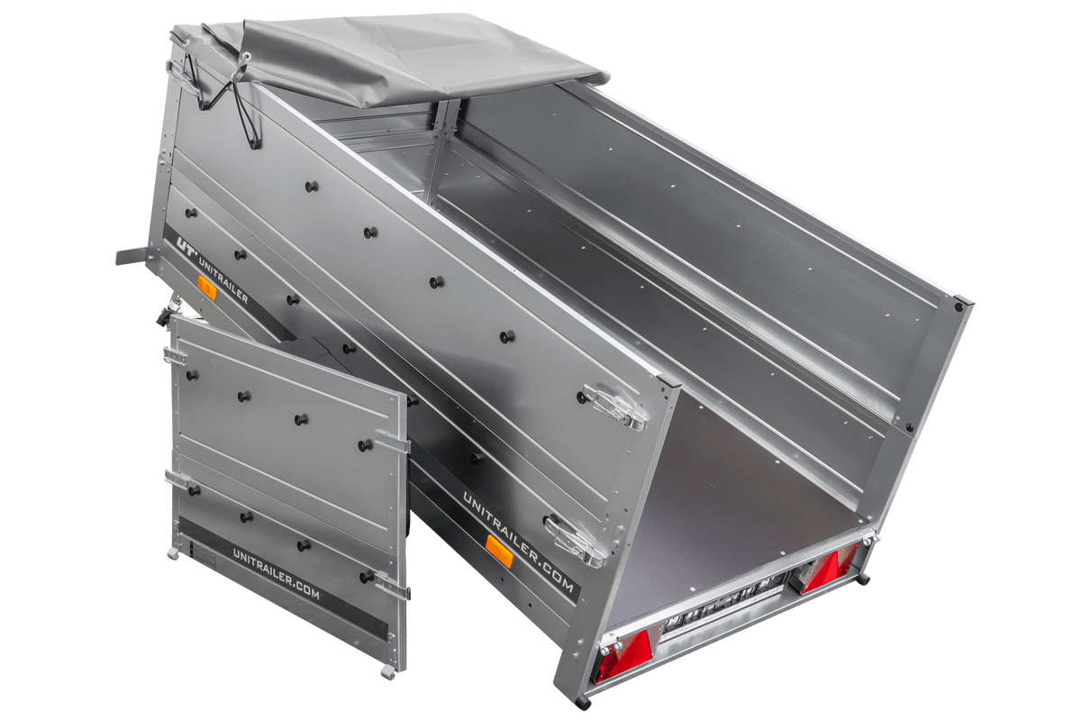 Neuer Garden Trailer 200 KIPP Anhänger 200 × 106 cm mit Flachplane, Bordwandaufsätzen und Stützrad