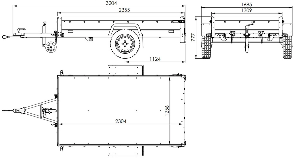 Garden Trailer 230 KIPP Anhänger 230 × 125 cm mit Hochplane, H-800-Spriegel und Stützrad