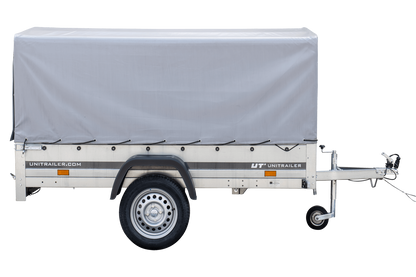 Garden Trailer 230 KIPP Anhänger 230 × 125 cm mit Hochplane, H-800-Spriegel und Stützrad