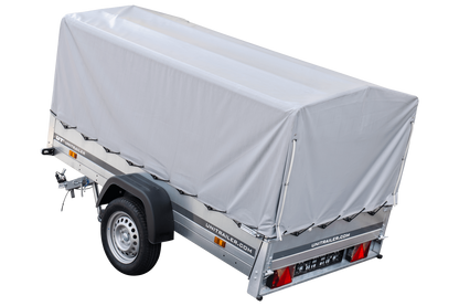 Garden Trailer 230 KIPP Anhänger 230 × 125 cm mit Hochplane, H-800-Spriegel und Stützrad