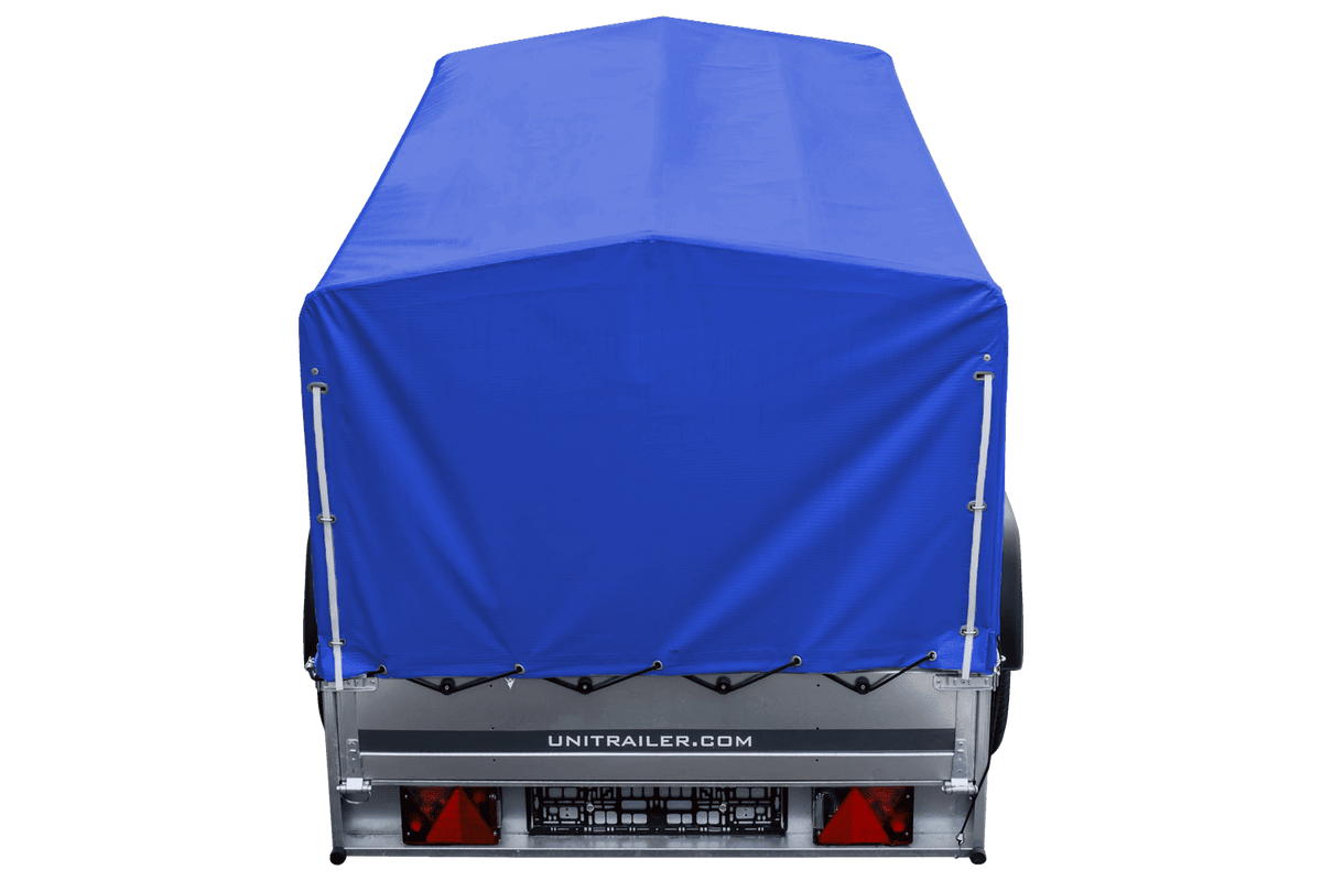 Garden Trailer 230 KIPP Anhänger 230 × 125 cm mit blauer Hochplane, H-800-Spriegel und Stützrad