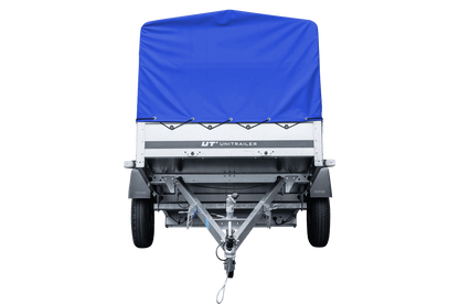 Garden Trailer 230 KIPP Anhänger 230 × 125 cm mit blauer Hochplane, H-800-Spriegel und Stützrad