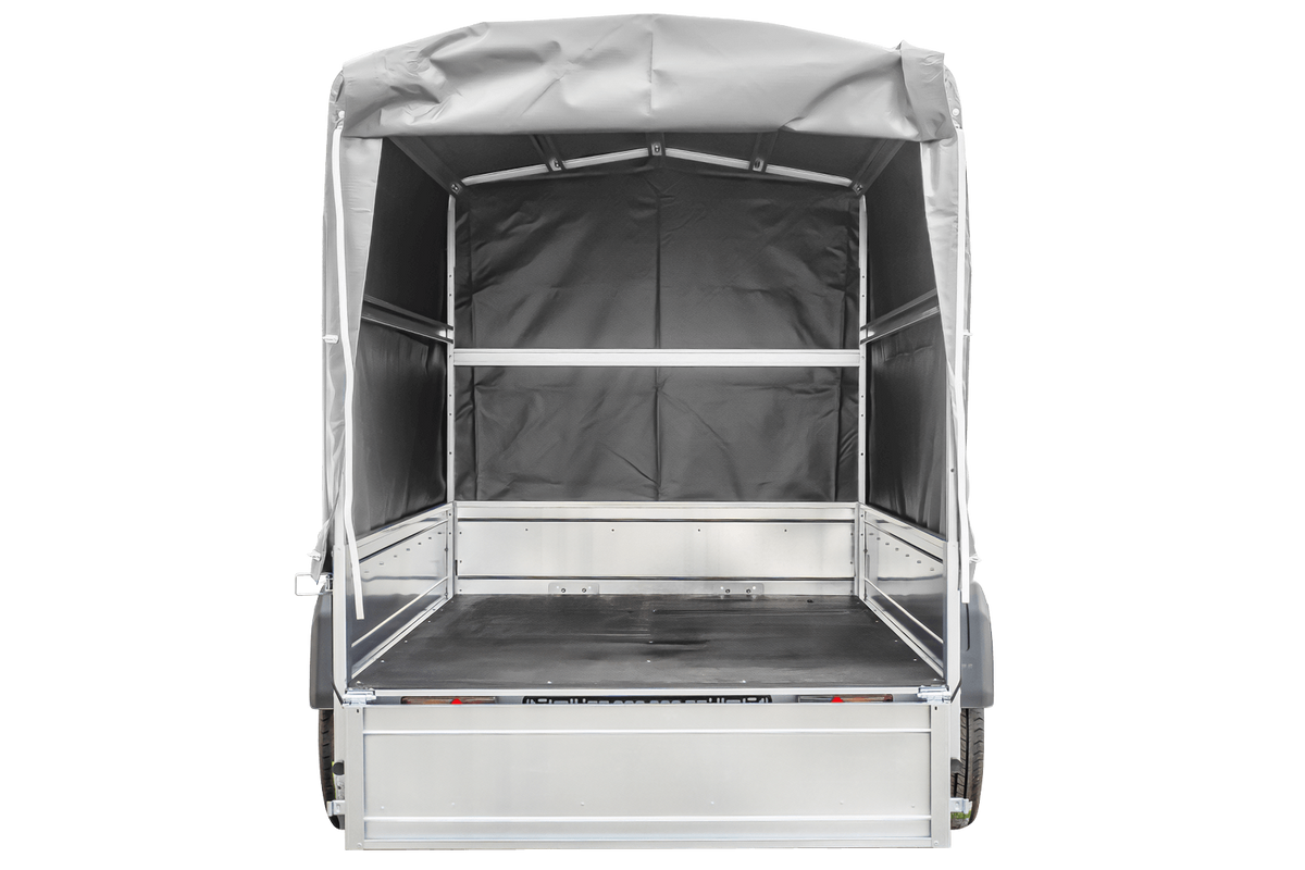 Garden Trailer 230 KIPP Anhänger 230 × 125 cm mit 110-cm-Hochplane, 110-cm-Spriegel und Stützrad