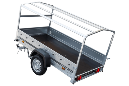 Garden Trailer 230 KIPP Anhänger 230 × 125 cm mit blauer Hochplane, H-800-Spriegel und Stützrad