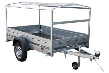 Garden Trailer 230 KIPP Anhänger 230 × 125 cm mit blauer Hochplane, H-800-Spriegel und Stützrad