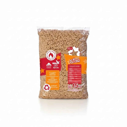 PELLET STAR Holzpellets aus 100 % Fichtenholz, ENplus A1 – 72 Säcke à 15 kg (1080 kg)